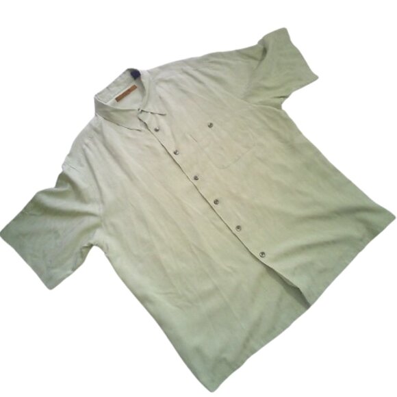 Men's Axis Silk Button UP Tropical Shirt, Size XXL Big & Tall Shirt - Picture 7 of 8